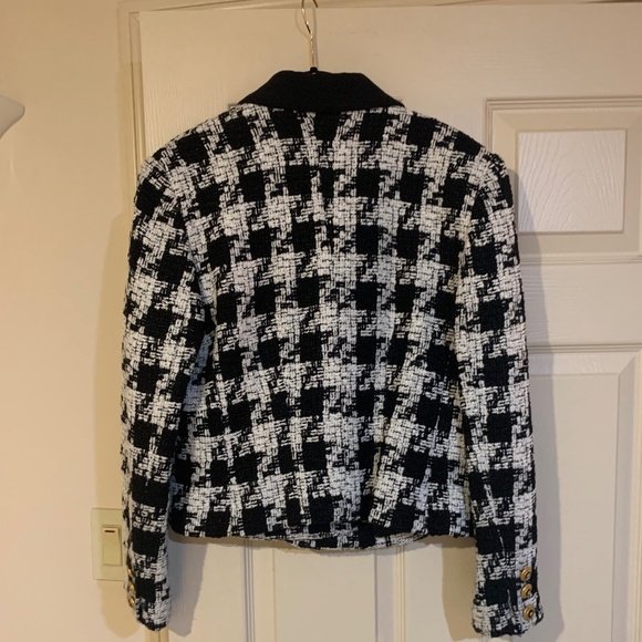 Amanda Smith Black/White Double Breasted Lined Short Blazer sz 10 - Picture 3 of 6